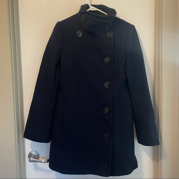 Stella McCartney Double Breasted Long Navy Blue Pea Coat - Picture 4 of 8